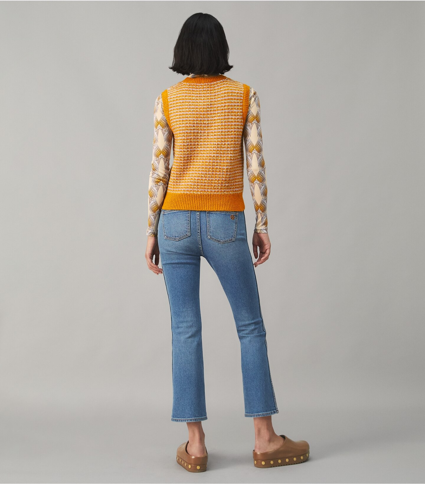Cropped Boot-Cut Marble Jean
