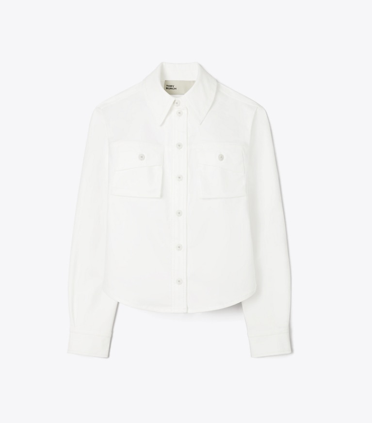 Tory Burch designer jackets Cropped Cotton Jacket in White front