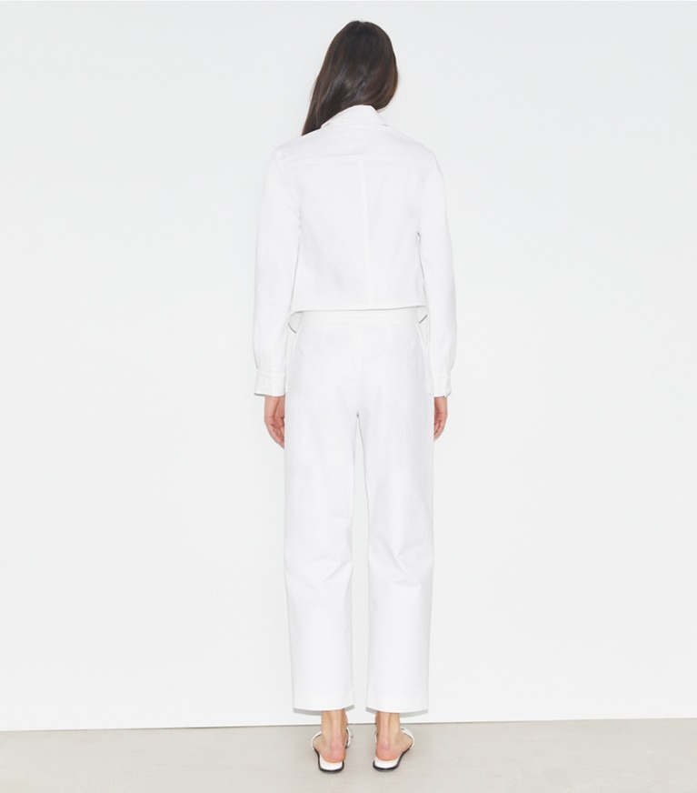 Tory Burch designer jackets Cropped Cotton Jacket in White front