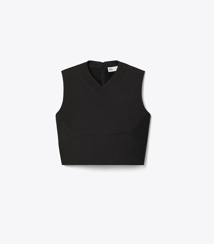 Tory Burch designer tops Cropped Cotton Top in Black front