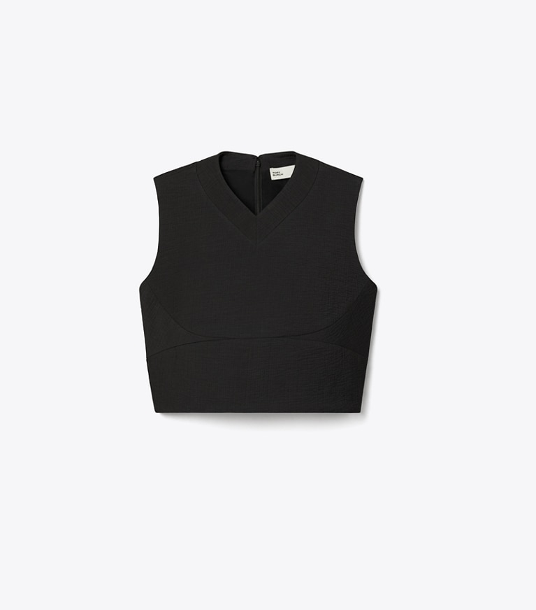 Tory Burch designer tops Cropped Cotton Top in Black front