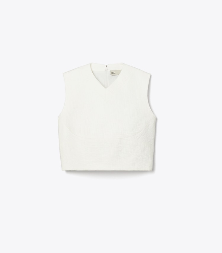 Tory Burch designer tops Cropped Cotton Top in Marshmallow front