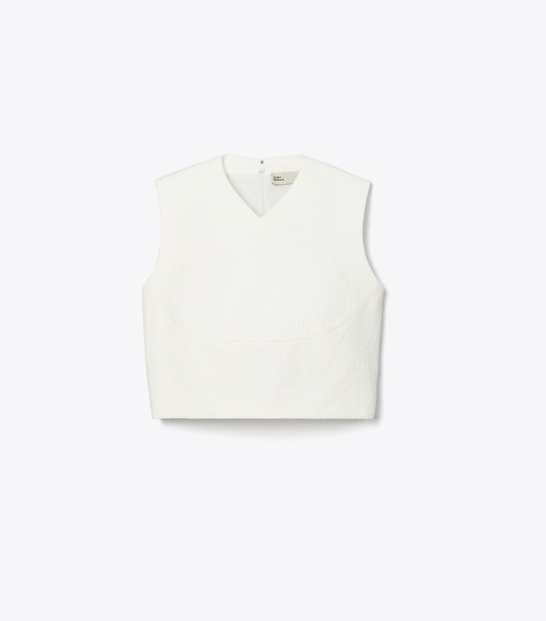 Tory Burch designer tops Cropped Cotton Top in Marshmallow front