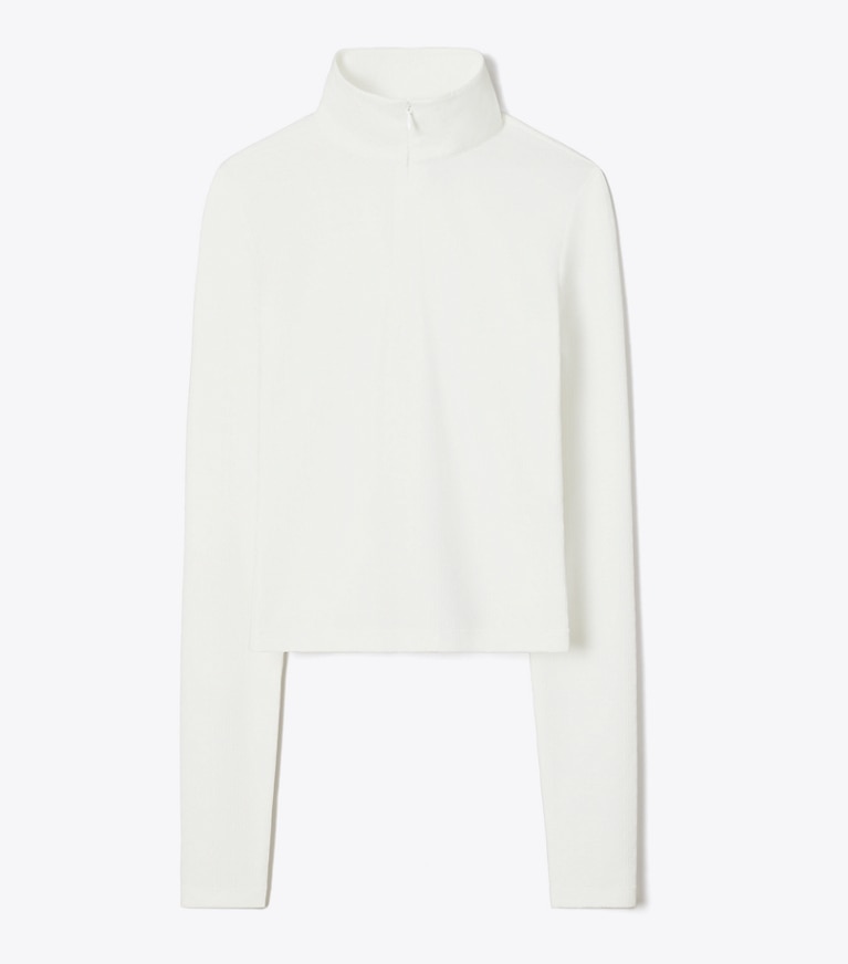 Tory Burch designer tops Cropped Jacquard Top in Snow White front