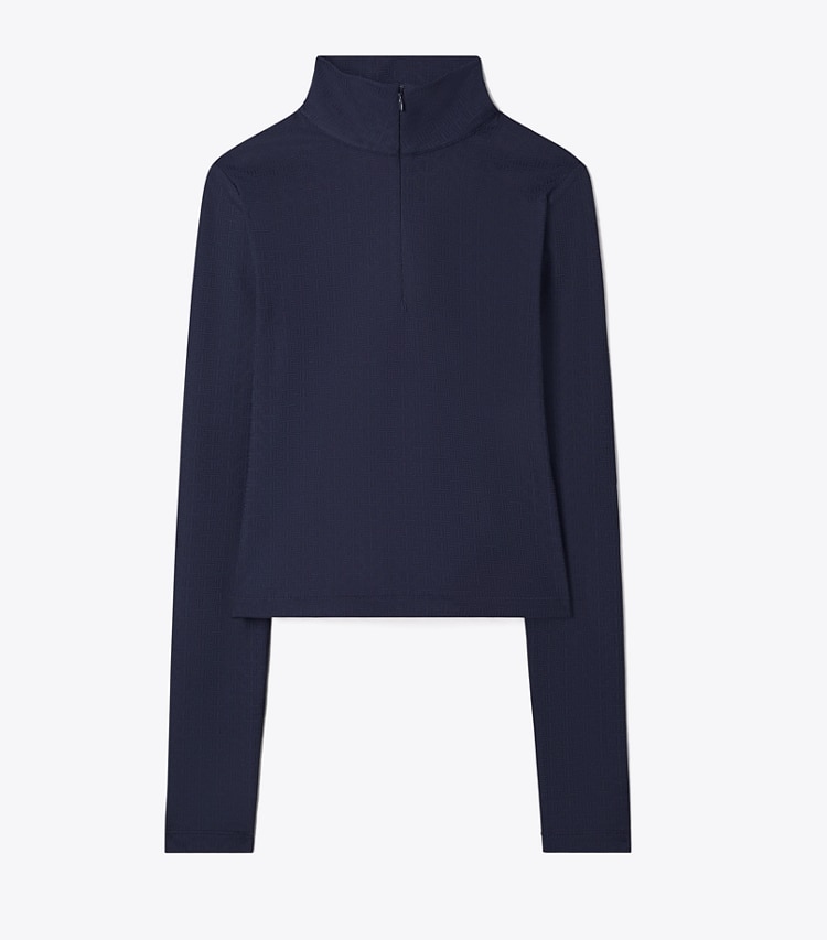 Tory Burch designer tops Cropped Jacquard Top in Tory Navy front