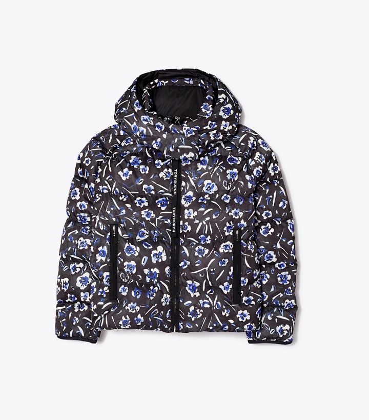 Cropped Printed Performance Satin Down Jacket: Women's Designer Coats | Tory  Sport