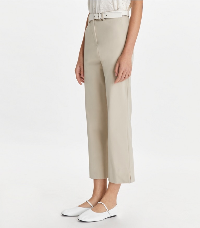 Tory Burch designer bottoms Cropped Stretch Golf Pant in Washed Khaki front
