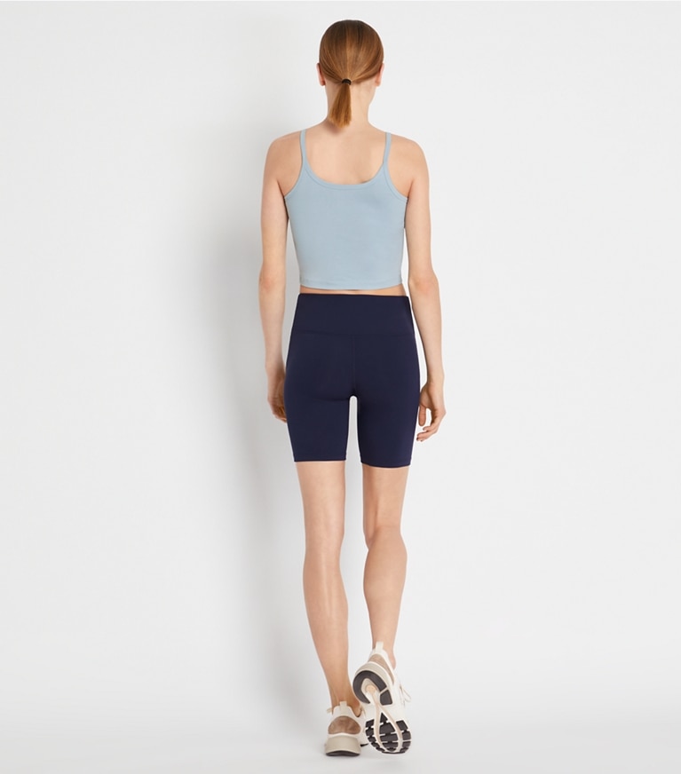 Tory Sport designer tops Cropped Tank in Swiss Blue front