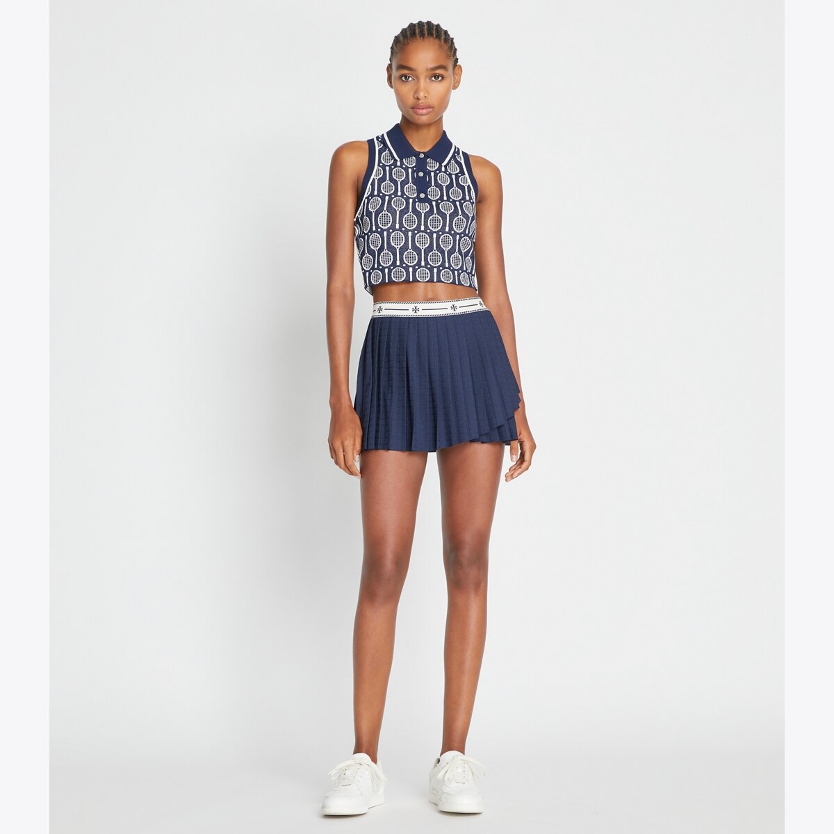 Cropped Tech Knit Polo Tank: Women's Designer Tops | Tory Sport