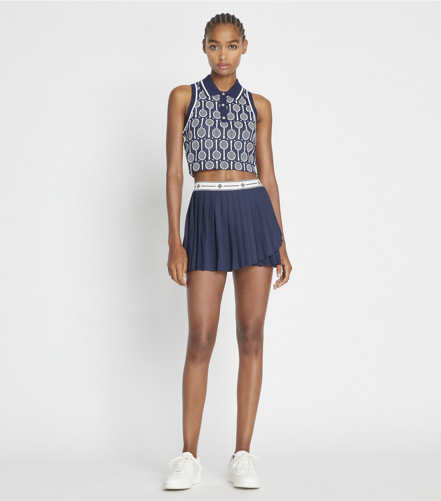 Cropped Tech Knit Polo Tank