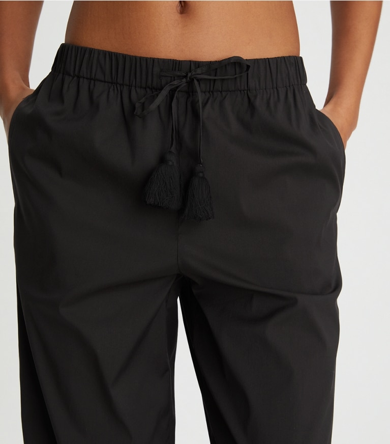 Tory Burch designer coverups Cropped Tie Pant in Black front