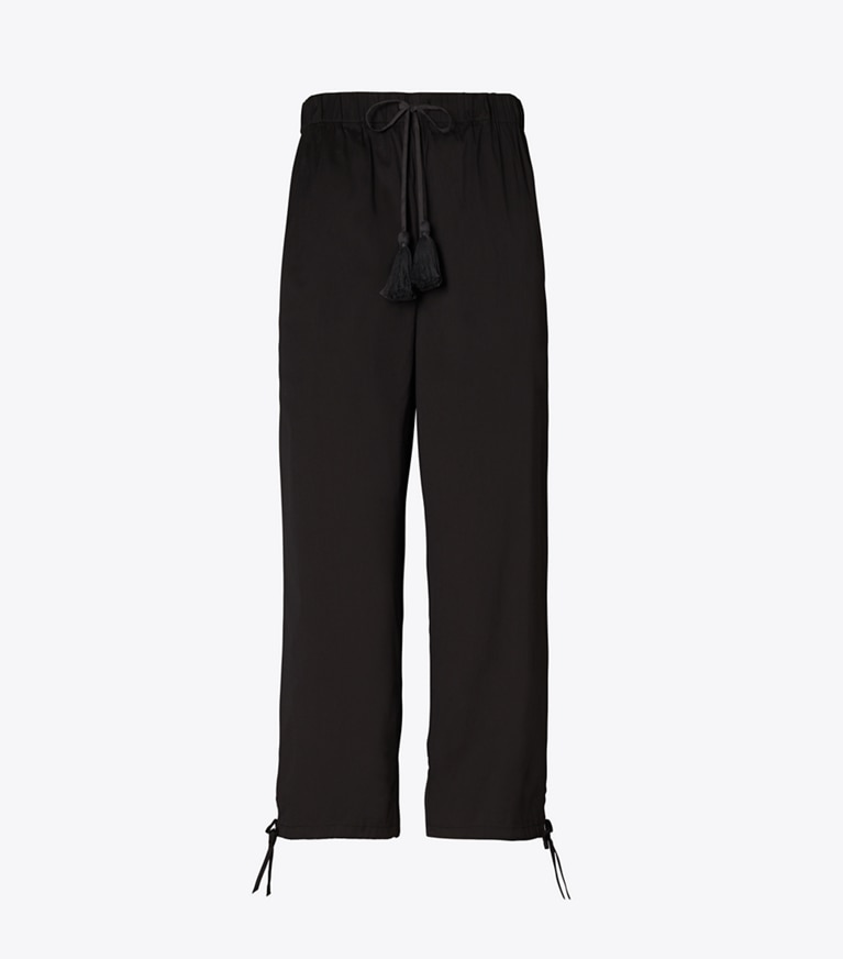 Tory Burch designer coverups Cropped Tie Pant in Black front