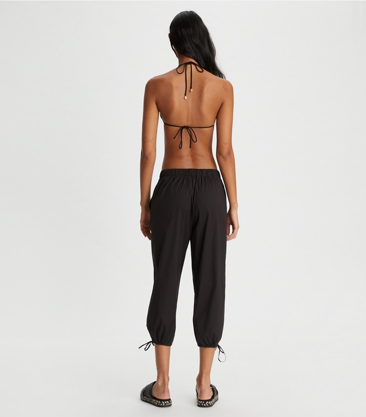 Tory Burch designer coverups Cropped Tie Pant in Black on model back