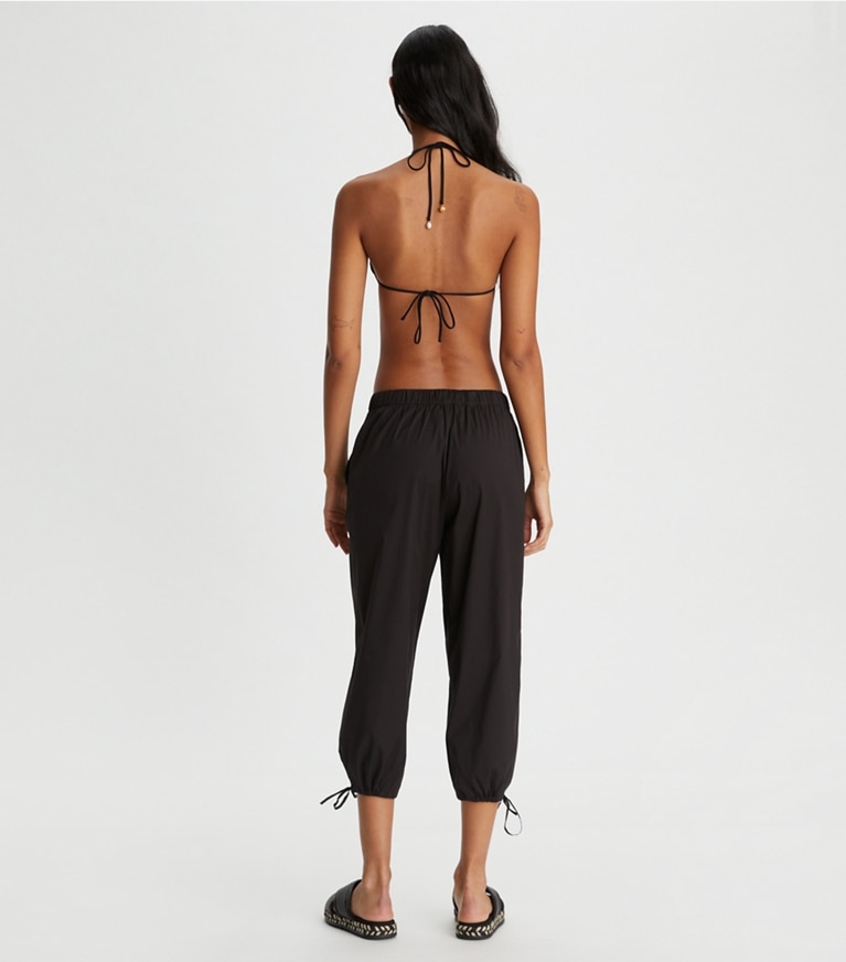 Tory Burch designer coverups Cropped Tie Pant in Black front