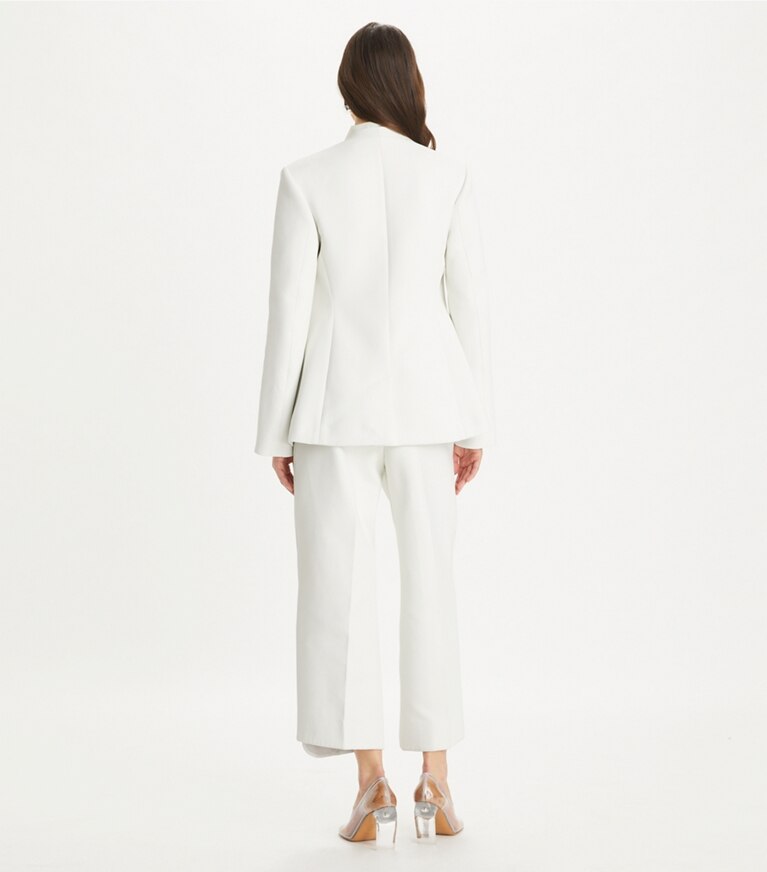 Tory Burch designer ボトムス クロップド ツイストパンツ in Blanc Multi front