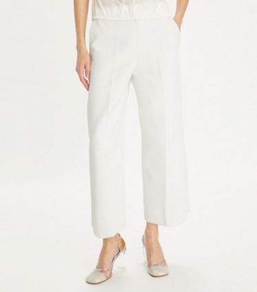 Tory Burch designer bottoms Cropped Twisted Pant in Blanc Multi front
