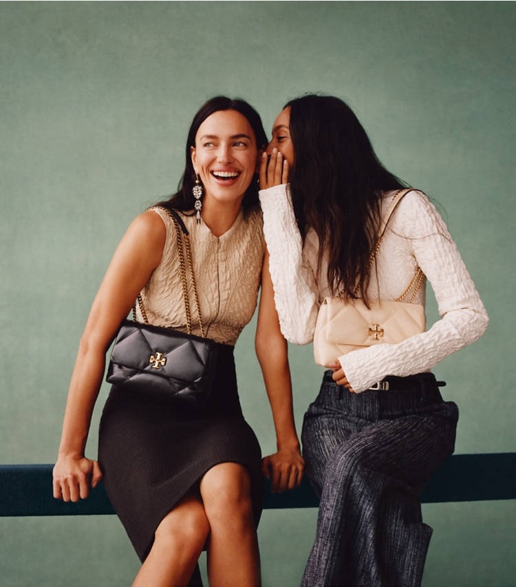 Tory Burch designer tops Cropped Wool Silk Top in Bora Sand campaign