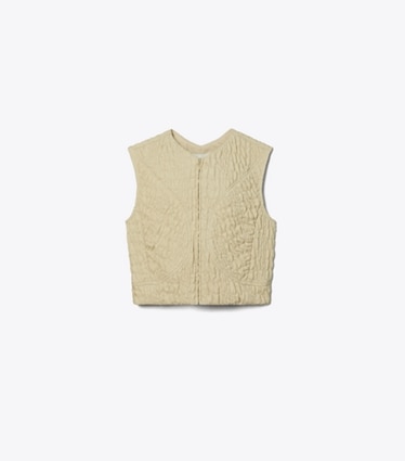 Tory Burch designer トップス ウール シルク クロップドトップス in Bora Sand front