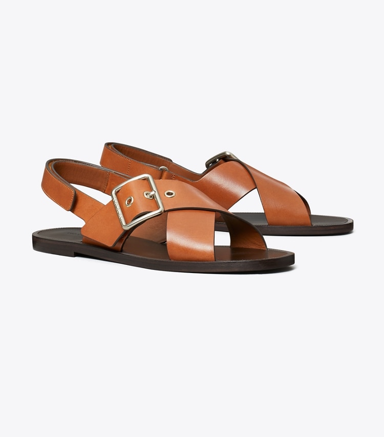 Tory Burch designer sandals Cross-Band Sandal in DEEP RUSSET angle