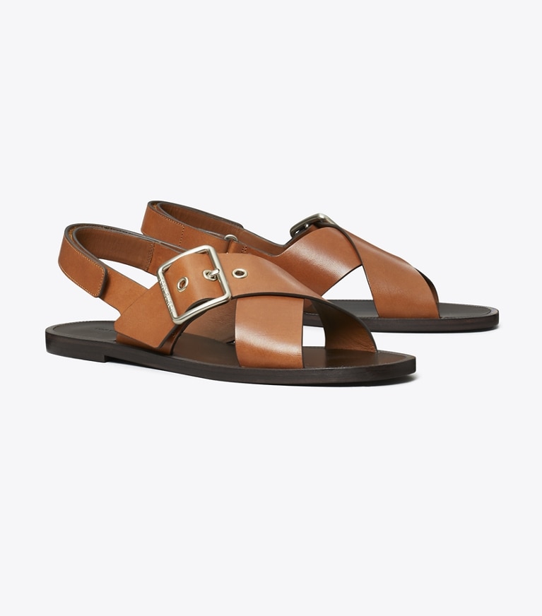 Tory Burch designer sandals Cross-Band Sandal in DEEP RUSSET angle