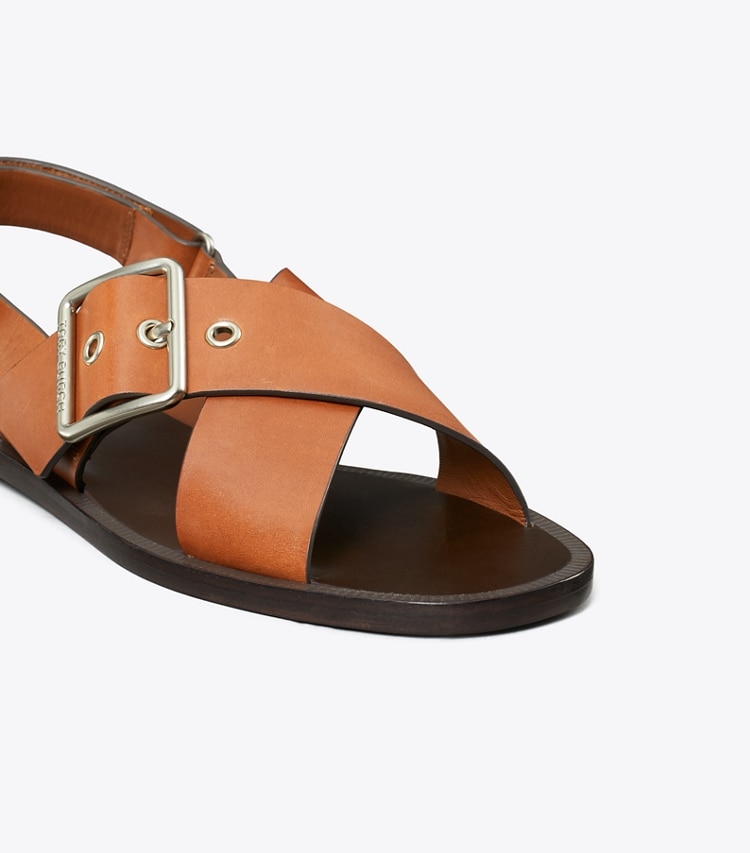 Tory Burch designer sandals Cross-Band Sandal in DEEP RUSSET detail