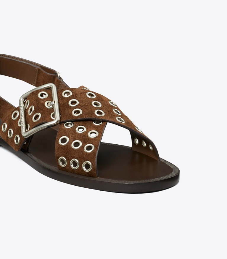 Tory Burch designer sandals Cross-Band Sandal in MUSTANG angle