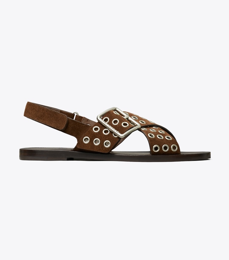 Tory Burch designer sandals Cross-Band Sandal in MUSTANG side