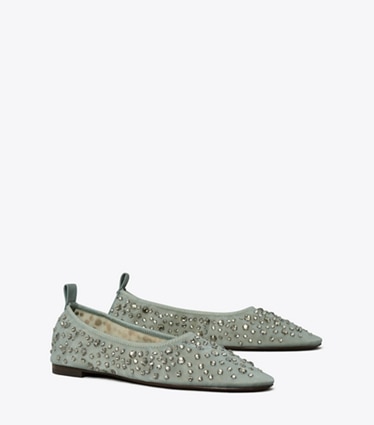 Tory Burch designer flats Crystal Ballet in BLUE angle