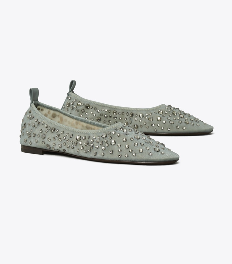 Tory Burch designer flats Crystal Ballet in BLUE angle