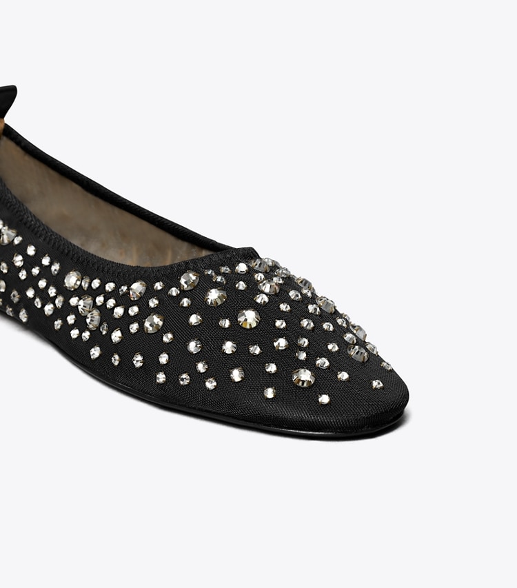 Tory Burch designer フラット クリスタル バレエ in BLACK ディテール
