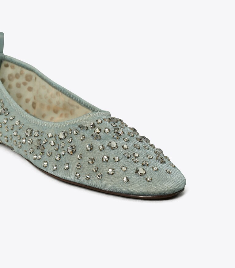Tory Burch designer flats Crystal Ballet in BLUE detail
