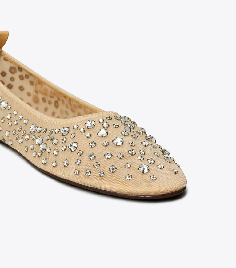 Tory Burch designer flats Crystal Ballet in SHEER angle
