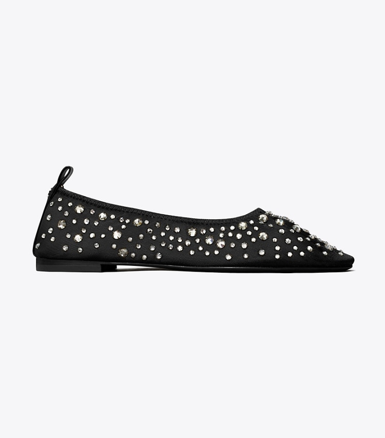 Tory Burch designer フラット クリスタル バレエ in BLACK side