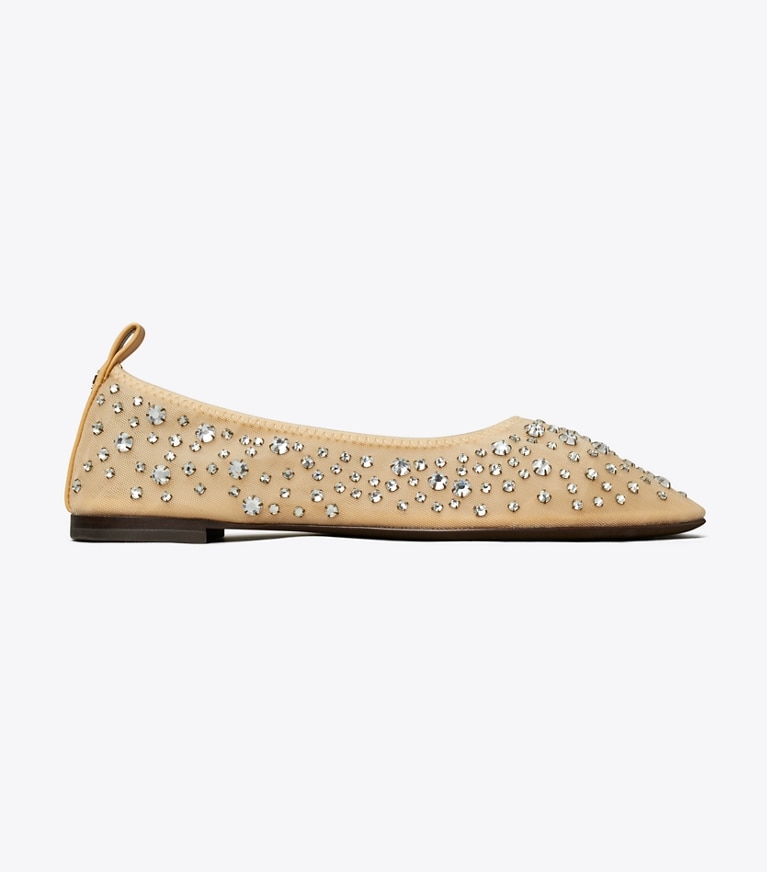 Tory Burch designer flats Crystal Ballet in SHEER angle