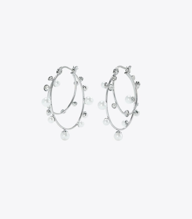 Tory Burch silver 2024 pave crystal earrings