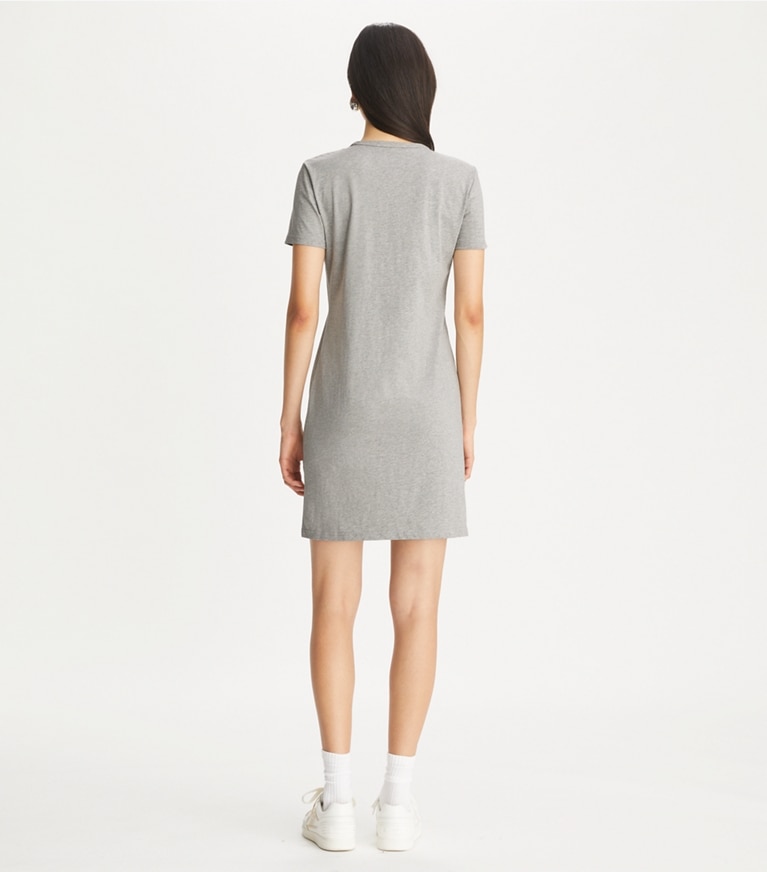 Tory Burch designer ドレス クリスタルエンベリッシュ ジャージー Tシャツドレス in Silver Gray Melange front