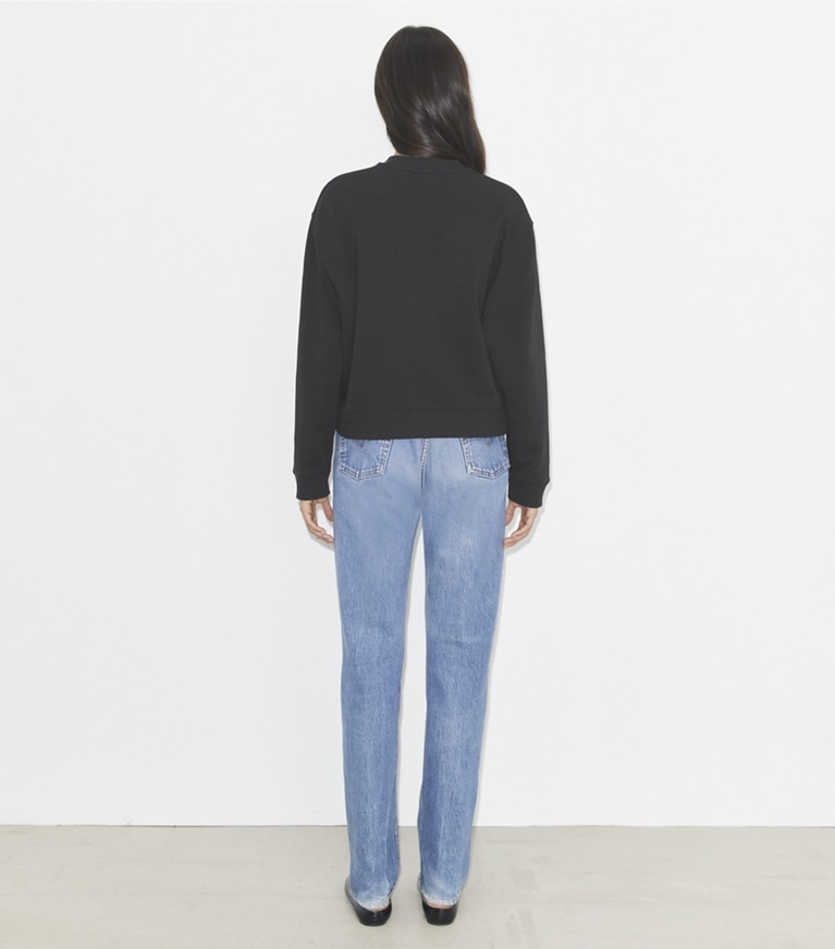 Tory Burch designer sweaters Crystal Logo Sweatshirt in Embellished Black front