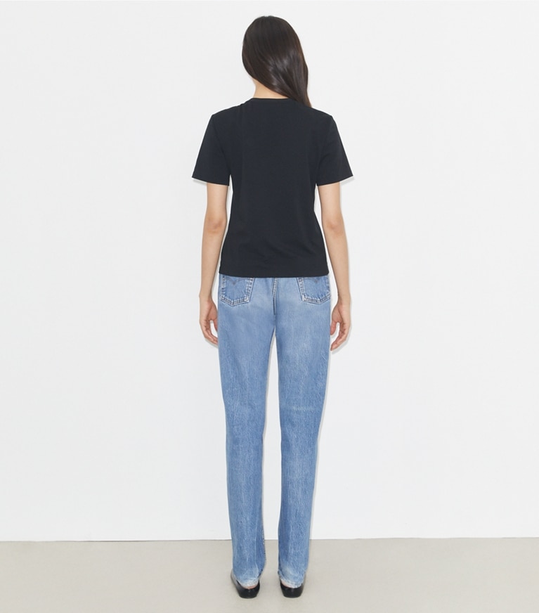 Tory Burch designer トップス クリスタル ロゴTシャツ in Black front