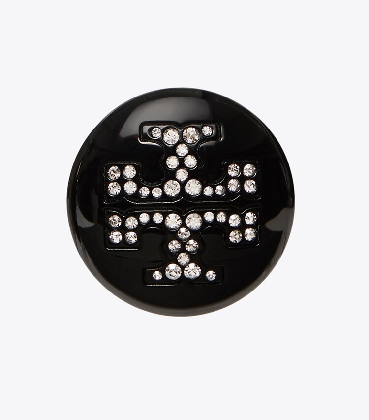 Tory Burch designer earrings Crystal Resin Stud Earring in Black / Crystal detail