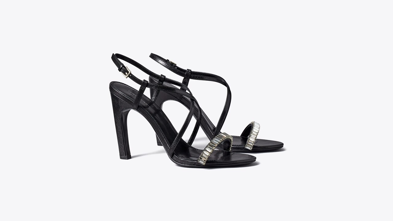 Crystal Strappy Heeled Sandal: Women's Designer Sandals | Tory Burch