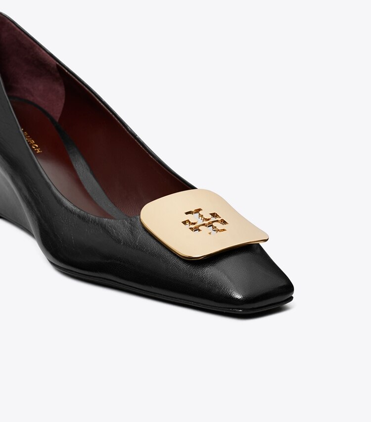 Tory Burch diseñador tacones Cuña Georgia en PERFECT BLACK detalle