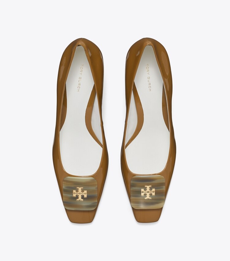 Tory Burch diseñador tacones Cuña Georgia en ALMOND OATS vista superior
