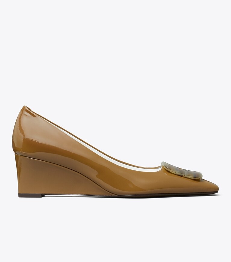 Tory Burch diseñador tacones Cuña Georgia en ALMOND OATS lateral