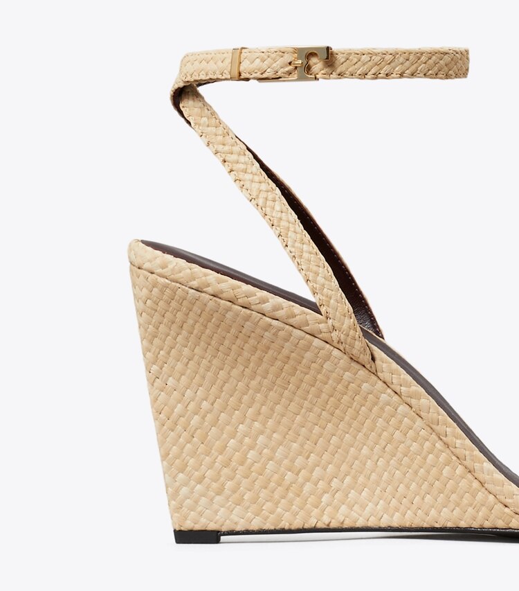 Tory Burch diseñador sandalias Cuña Gigi de rafia en NATURAL detalle