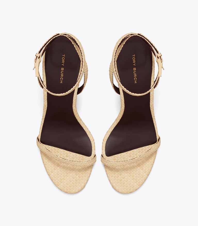 Tory Burch diseñador sandalias Cuña Gigi de rafia en NATURAL vista superior