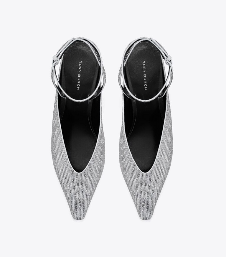 Tory Burch diseñador tacones Cuña pavé en LAPIS / LIGHT BLACK DIAMOND vista superior