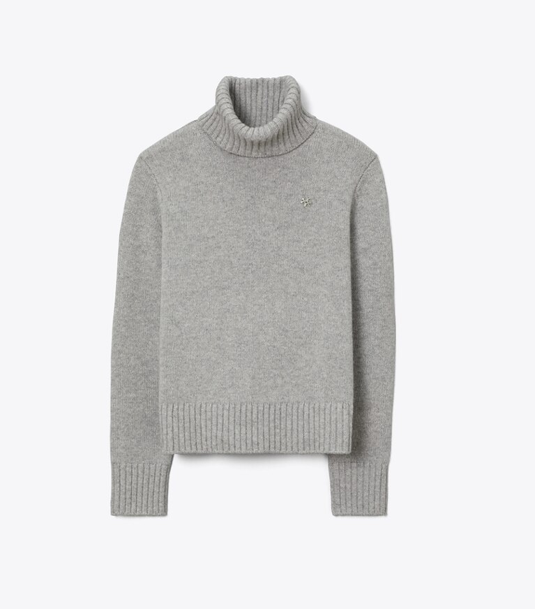 Tory Burch diseñador jerséis Cuello alto de cachemira en Smoky Gray Melange frente