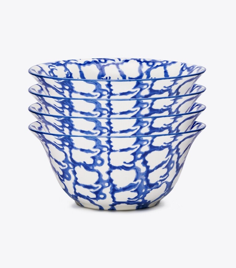 Tory Burch diseñador artículos de mesa & cristalería Cuenco pequeño de loza esponjada, set de 4 en Smoke Ring grupo