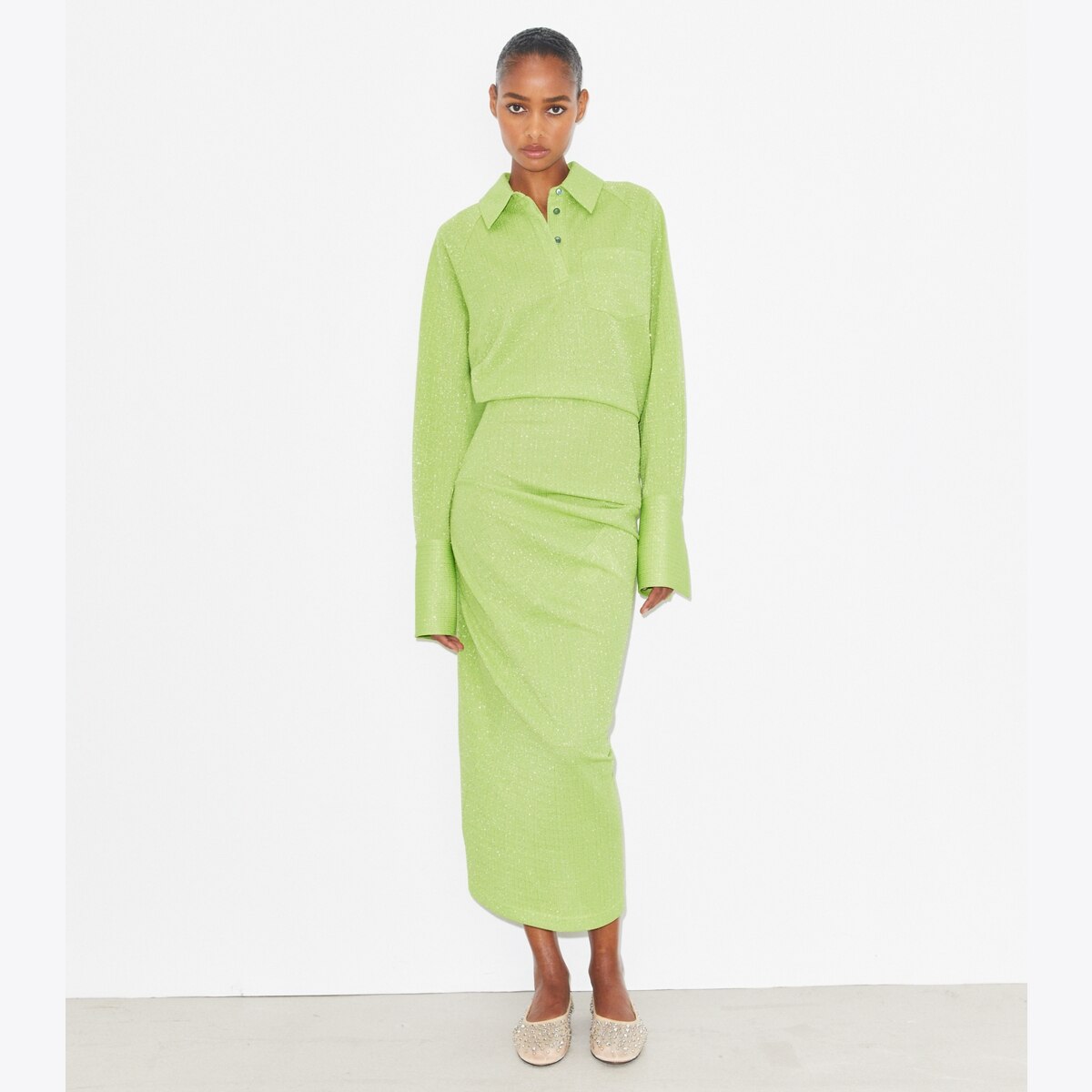 CUFFED JACQUARD DRESS - thumbnail 2
