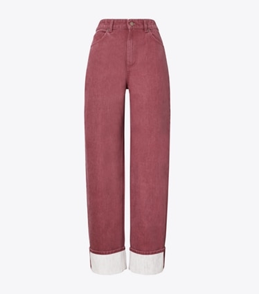 Tory Burch designer bottoms Cuffed Jean in Distressed Rust front